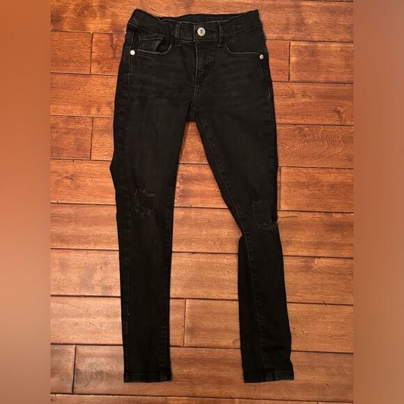 ART CLASS DARK WASH Black DENIM DISTRESSED SKINNY FIT JEANS Size 8 - Picture 1 of 4